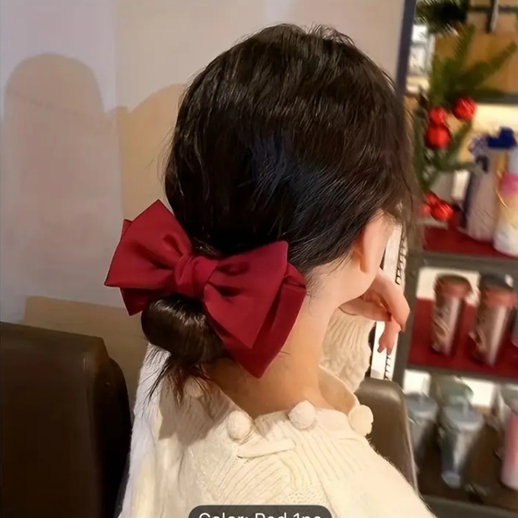 Bow Hair Scrunchy -Red - Picture 3 of 3